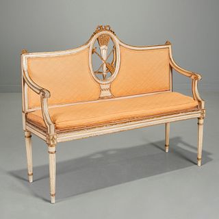 Italian Neoclassic gilt and painted bench