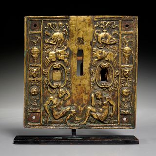 Rare Italian Renaissance bronze lockplate
