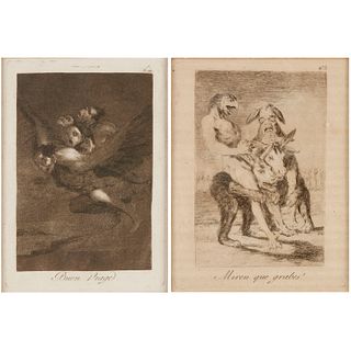 Francisco Goya, (2) etchings from "Los Caprichos"