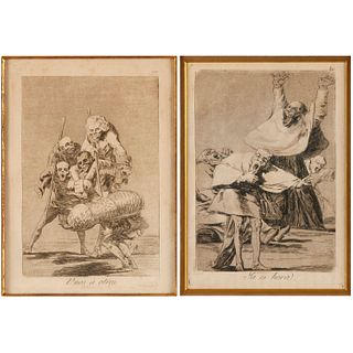 Francisco Goya, (2) etchings from "Los Caprichos"
