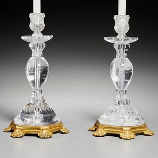 Nice pair bronze and rock crystal table lamps