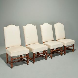 (4) Franco-Flemish Baroque style walnut chairs