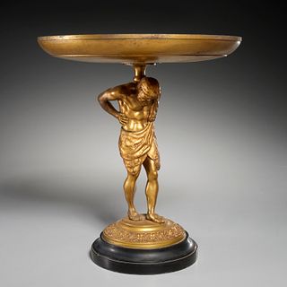 Large French Neoclassical bronze centerpiece tazza