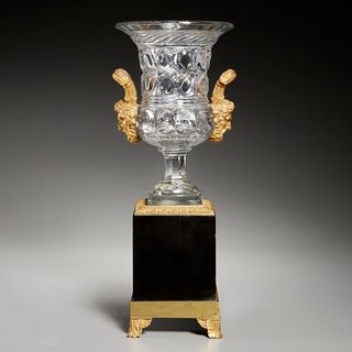 Nice Charles X gilt bronze mounted crystal urn