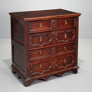 Jacobean paneled oak chest of drawers