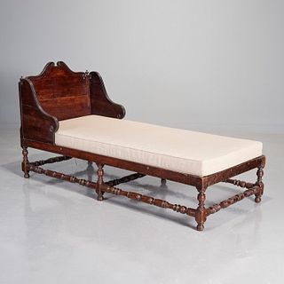 William & Mary carved walnut day bed