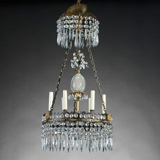 Regency ormolu and wrought-iron chandelier
