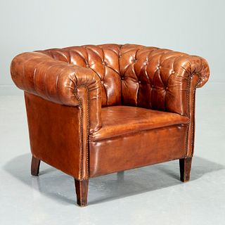 Edwardian leather Chesterfield club chair