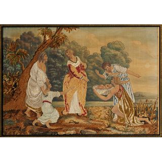 Nice Regency painted silk-work picture