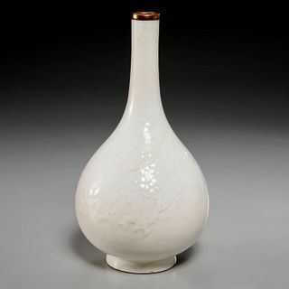 Chinese monochrome white relief vase