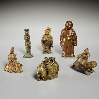 Group (6) antique Chinese bronze figures