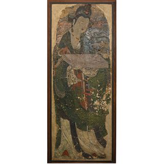 Large Chinese Ming era fresco painting