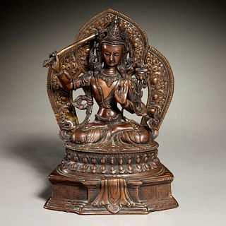 Sino-Tibetan bronze seated Manjushri Buddha