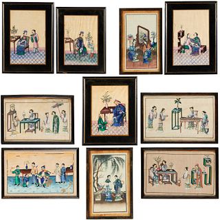 Chinese School Export, (10) pith paintings