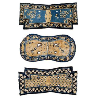 (3) antique Chinese wool saddle rugs