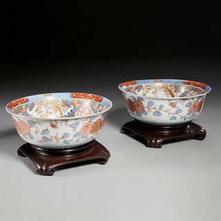 Pair large Edo Period Imari porcelain bowls