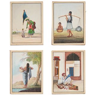 Indian Company School, (4) gouache paintings