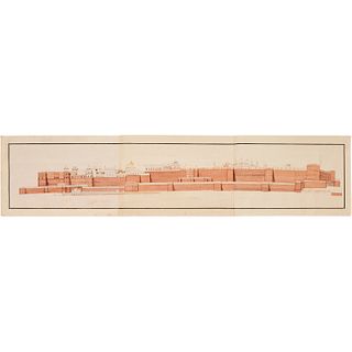 Company School, Agra Fort, panoramic painting