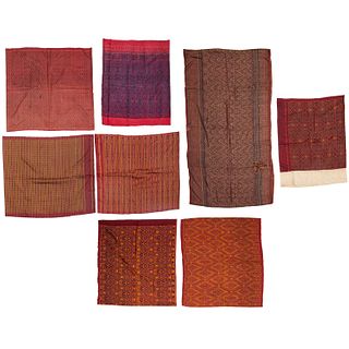 (8) Southeast Asian silk ikat and batik sarongs
