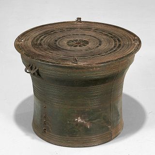 Antique Southeast Asian bronze rain drum