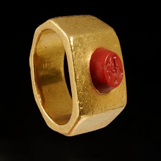 Roman style gold and intaglio ring