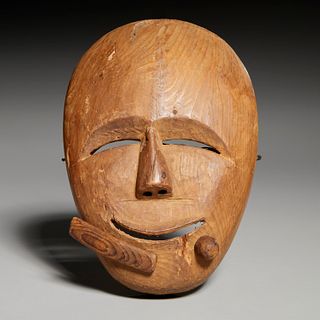 Inuit wood carved Inupiaq Portrait mask