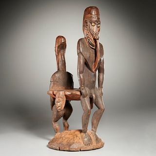 Iatmul People, Kawa Rigit 2-figure Orator's stool