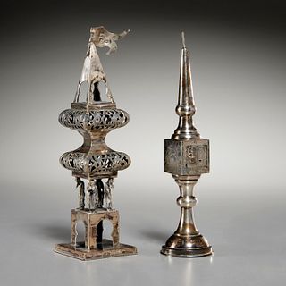 (2) Judaic silver spice towers, incl. Russian