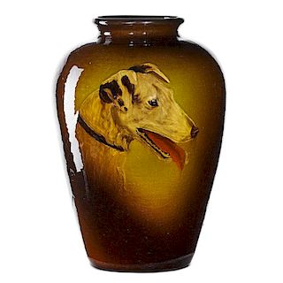 WELLER Louwelsa vase with terrier portrait