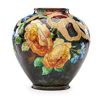 CAMILLE FAURE Enameled brass vase