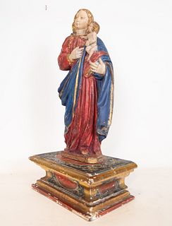 Virgin with Child in Arms in polychrome alabaster, Hispanic-Flemish school of the XV - XVI century