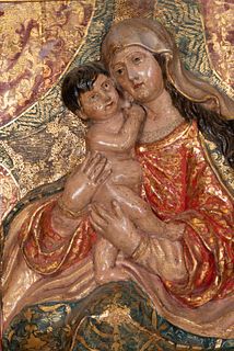 Large Relief of Virgin with Child, Sevillian school of the 16th - 17th century