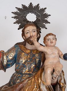 Large Saint Joseph with the Child in Arms, Andalusian baroque school of the 17th century