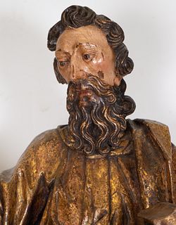 Saint Bartholomew, important wood carving, Catalan or Valencian Gothic school from the end of the 15th century
