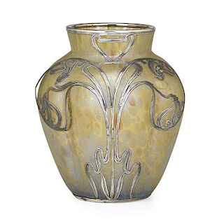 LOETZ Papillon vase with silver overlay