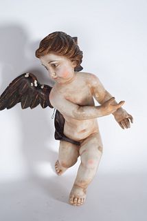 Large pair of wall angels, Spanish school of the 18th - 19th century