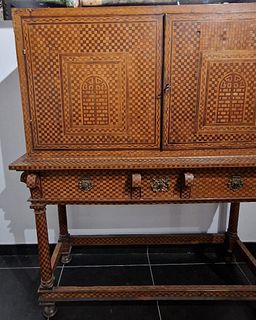 Cabinet Phillip III style in inlaid marquetry, Spain, 16th - 17th centuries
