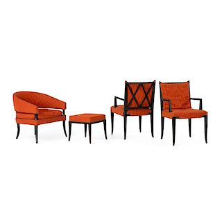 TOMMI PARZINGER Three chairs and one ottoman