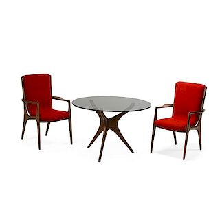 VLADIMIR KAGAN Pair of chairs and game table