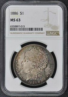 1886 Morgan Dollar S$1 NGC MS63