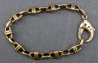 14K Gold Colored Stone Diamond Clasp Bracelet