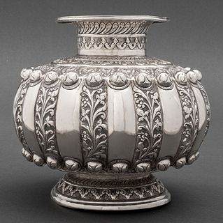 Persian Sterling Vase with Foliate Decoration