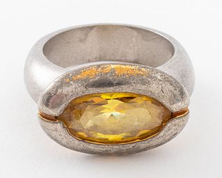 Mid-Century Modern 10K Gold Citrine Ring