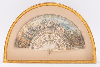French Polychrome and gilt-decorated fan, ca. 1845