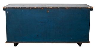 American Blue Painted Blanket Chest, 19th C.