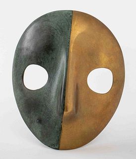 Italian Modern Bronze Venetian Mask Sculpture