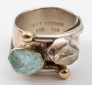 Lilly Barrack Silver & Gold Aquamarine Quartz Ring