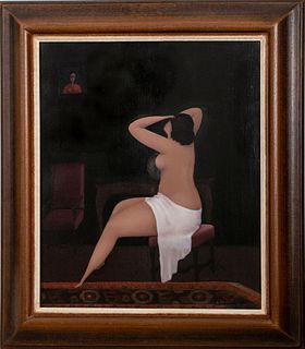 Branko Bahunek Woman Bathing Oil on Canvas