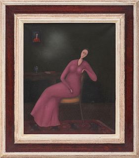 Branko Bahunek Seated Woman Oil on Canvas