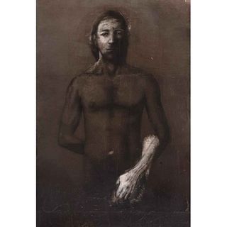ROBERTO CORTÁZAR, Standing male No. 14, Firmado al frente y al reverso, Mixta sobre papel sobre madera, 190 x 130.5 cm